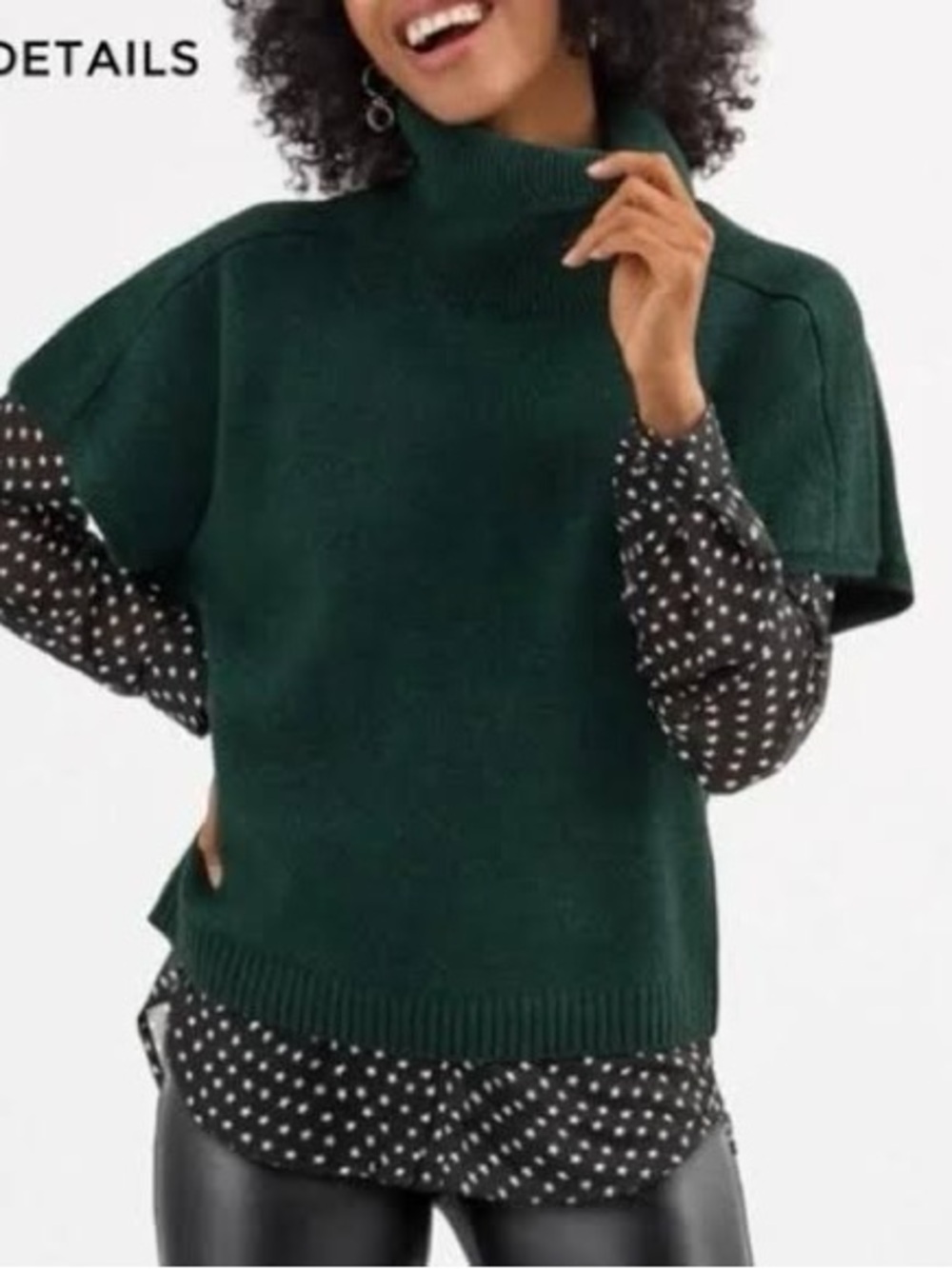 CAbi Takeout Turtle-neck in Forest Green Style #4652